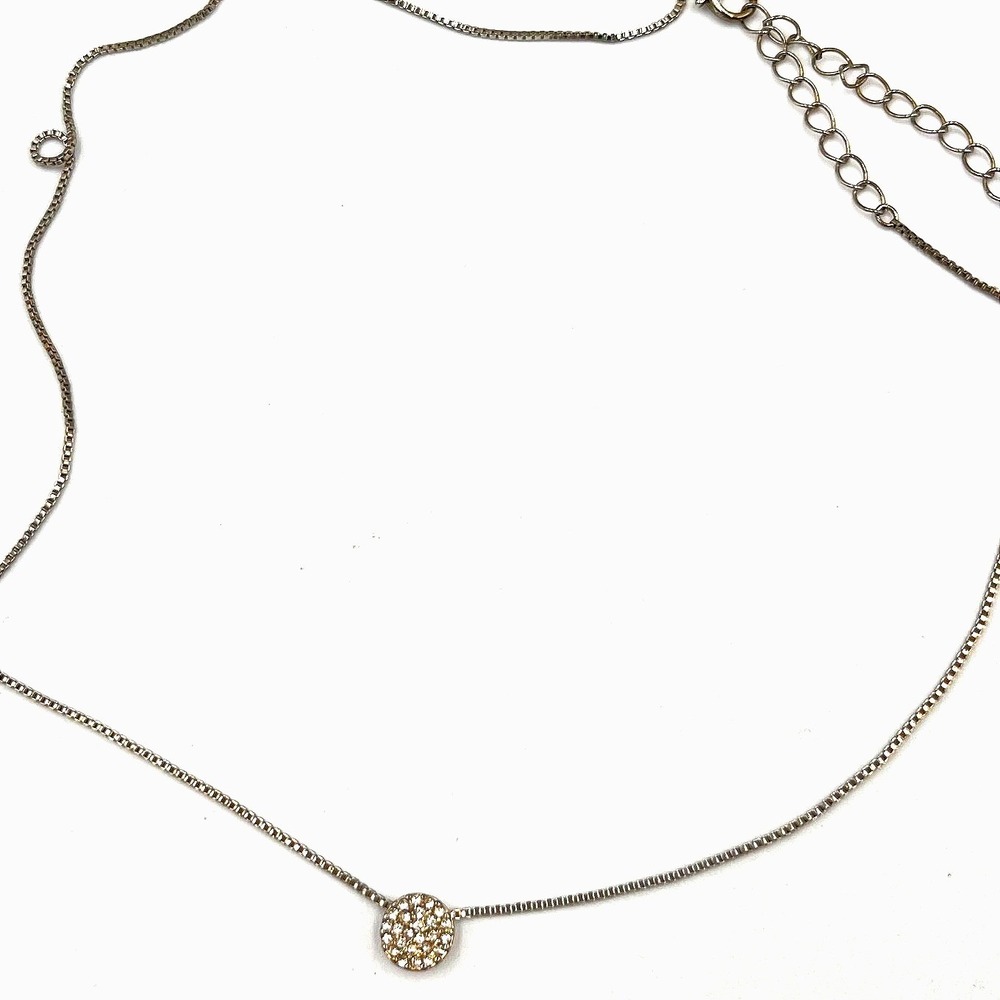 Vintage Y2K Gold Tone Pave Disco Ball‎ Pendant Box Chain Necklace 16" Classic